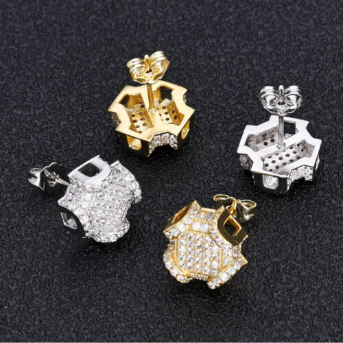 CZ Large Geometric Cross Stud Earrings