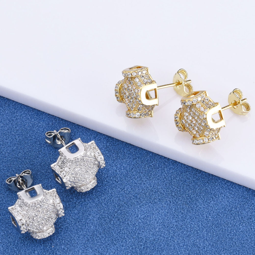 CZ Large Geometric Cross Stud Earrings Wholesale