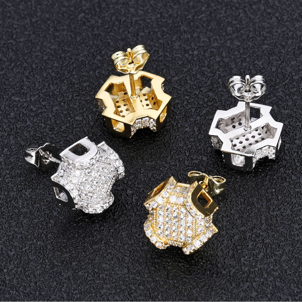 CZ Large Geometric Cross Stud Earrings