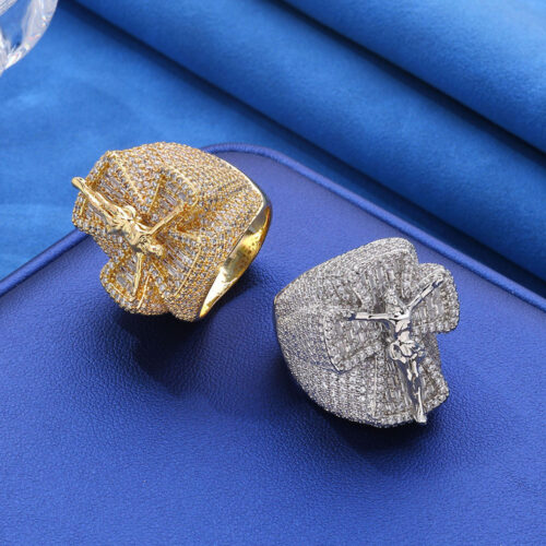 Chunky Iced Out Jesus Crucifix Cross Ring Vendor