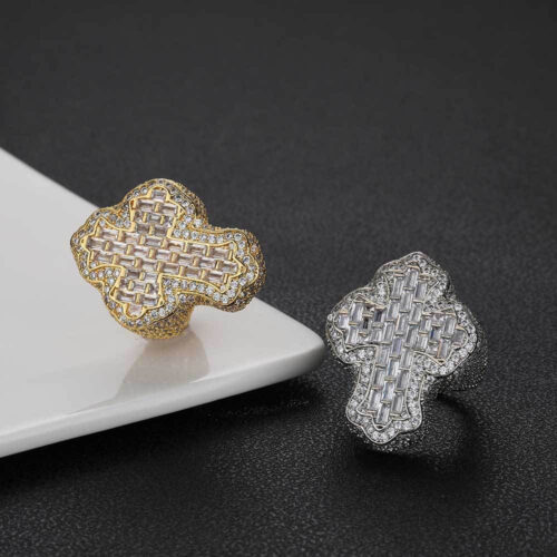 Cubic Zirconia Baguette Cross Ring for Men factory