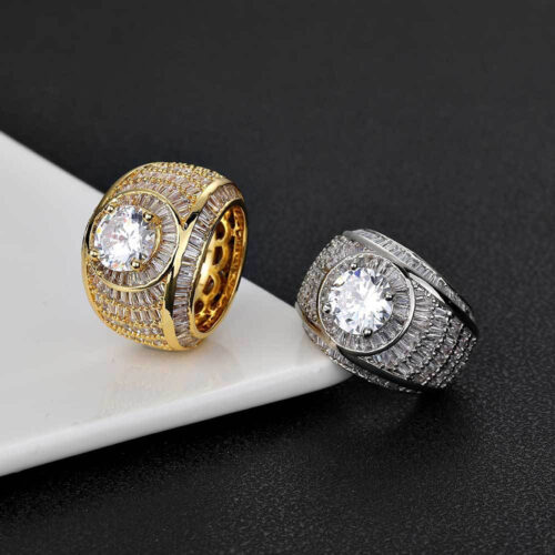 Cubic Zirconia Baguette Halo Ring for Men Vendor