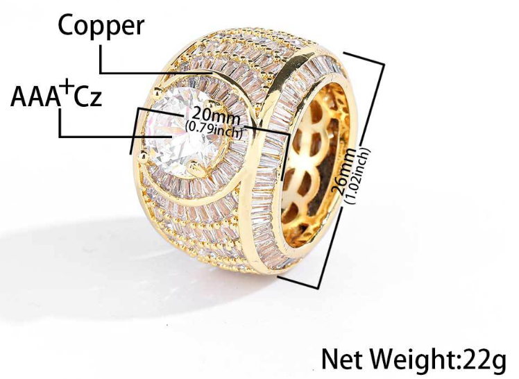 Cubic Zirconia Baguette Halo Ring for Men