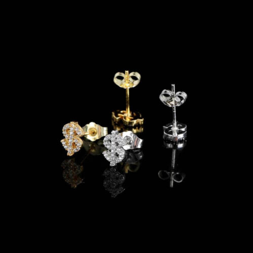 Cubic Zirconia Hip Hop Dollar Sign Stud Earring
