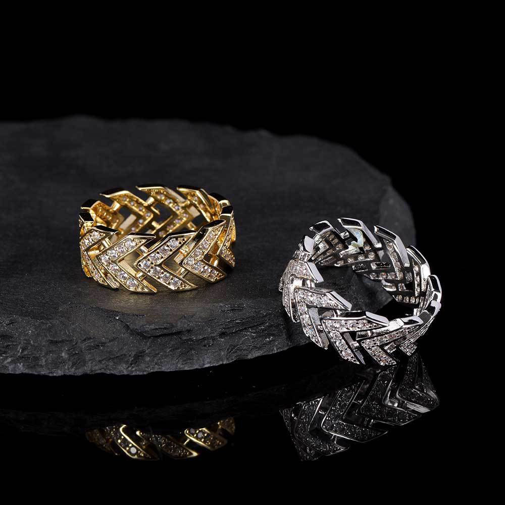 Cubic Zirconia Iced Out Arrow Band Ring Vendor