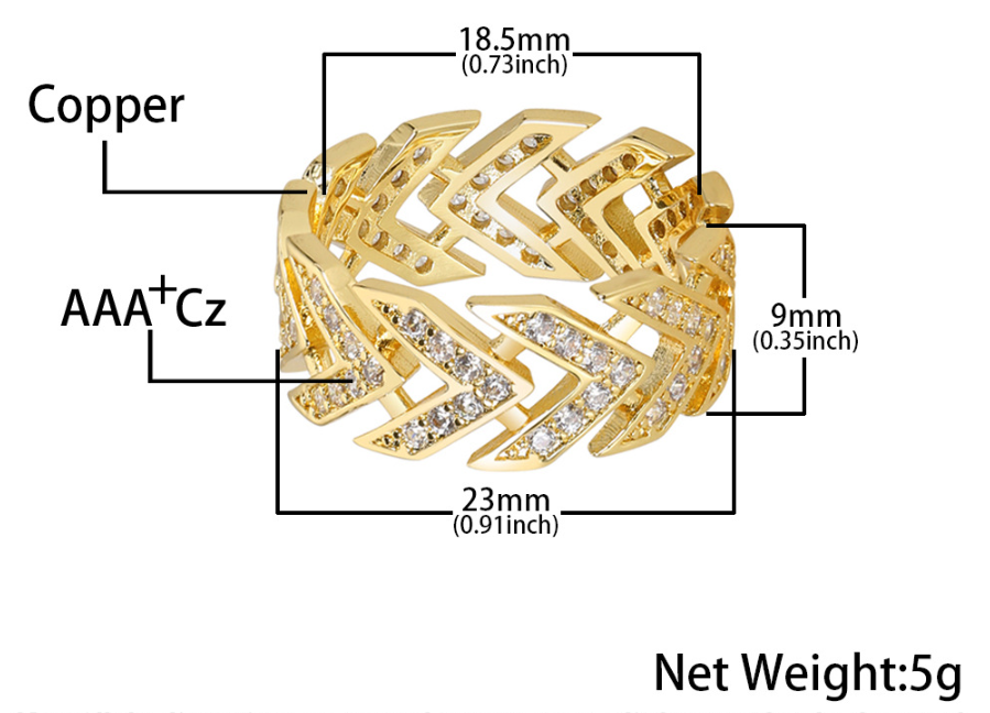 Cubic Zirconia Iced Out Arrow Band Ring Cubic Zirconia Iced Out Arrow Band Ring