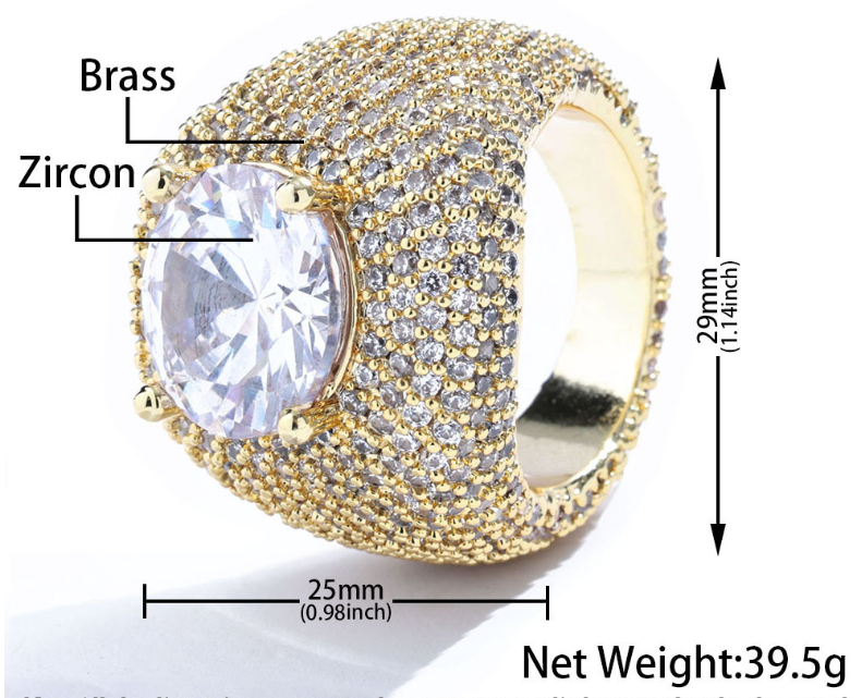 Cubic Zirconia Large Hip Hop Halo Ring