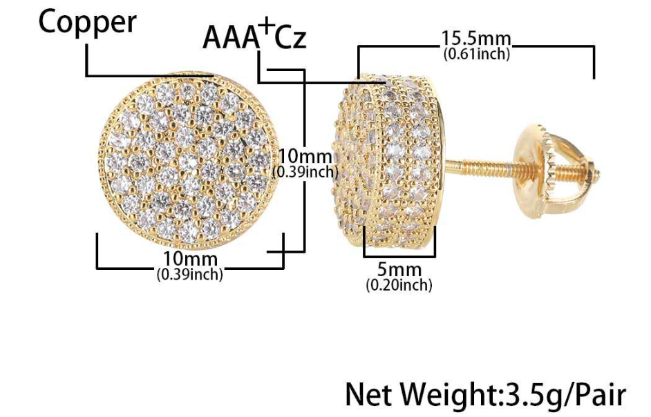 Cubic Zirconia Micro Pave Circle Stud Earrings