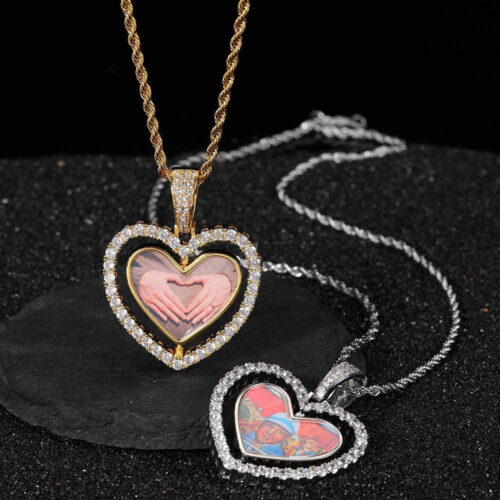 Custom 2-Sided Rotating Heart Photo Pendant Factory