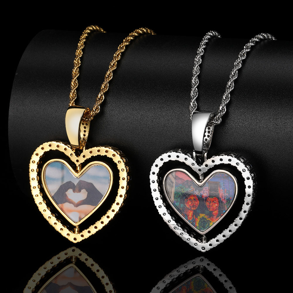 Custom 2-Sided Rotating Heart Photo Pendant Manufacture