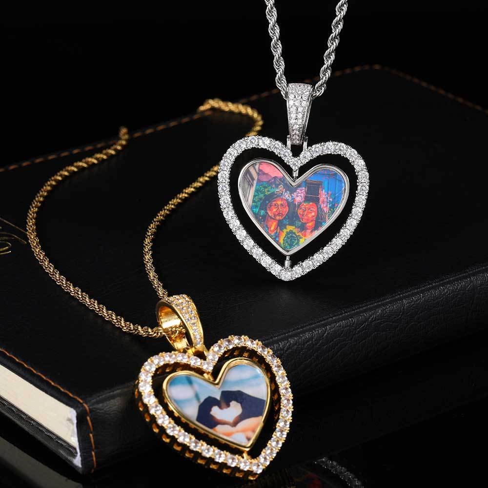 Custom 2-Sided Rotating Heart Photo Pendant Vendor