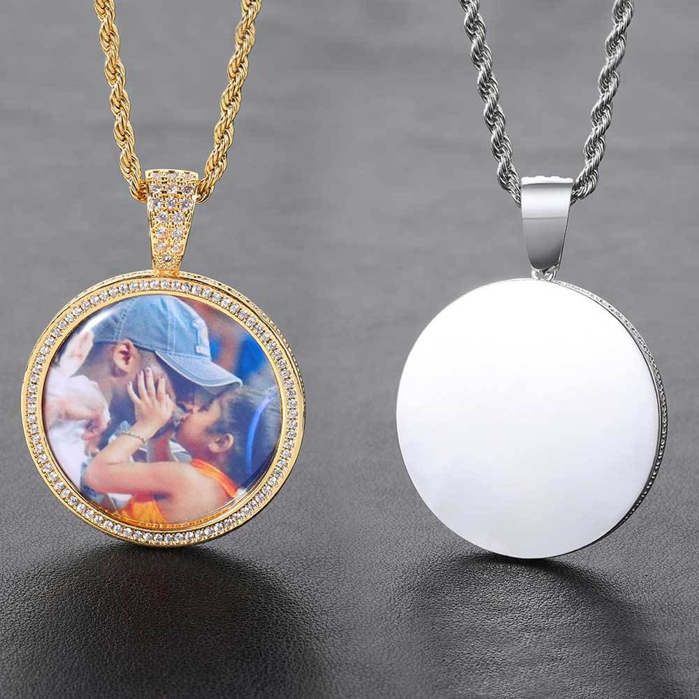 Custom Iced Out Circle Photo Pendant Necklace Factory
