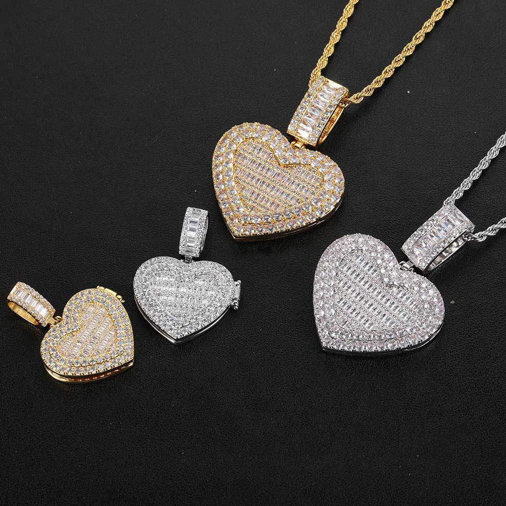 Custom Iced Out Heart Locket Photo Pendant Supplier