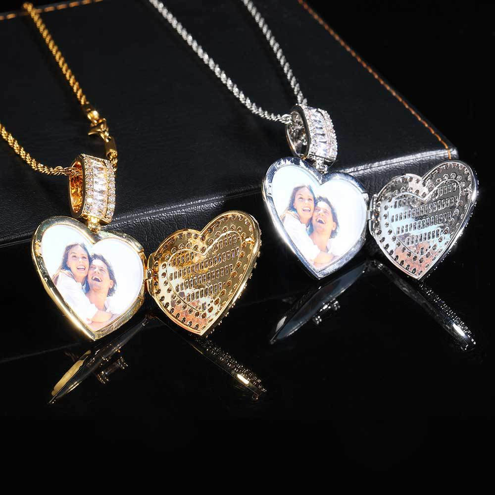 Custom Iced Out Heart Locket Photo Pendant Vendor