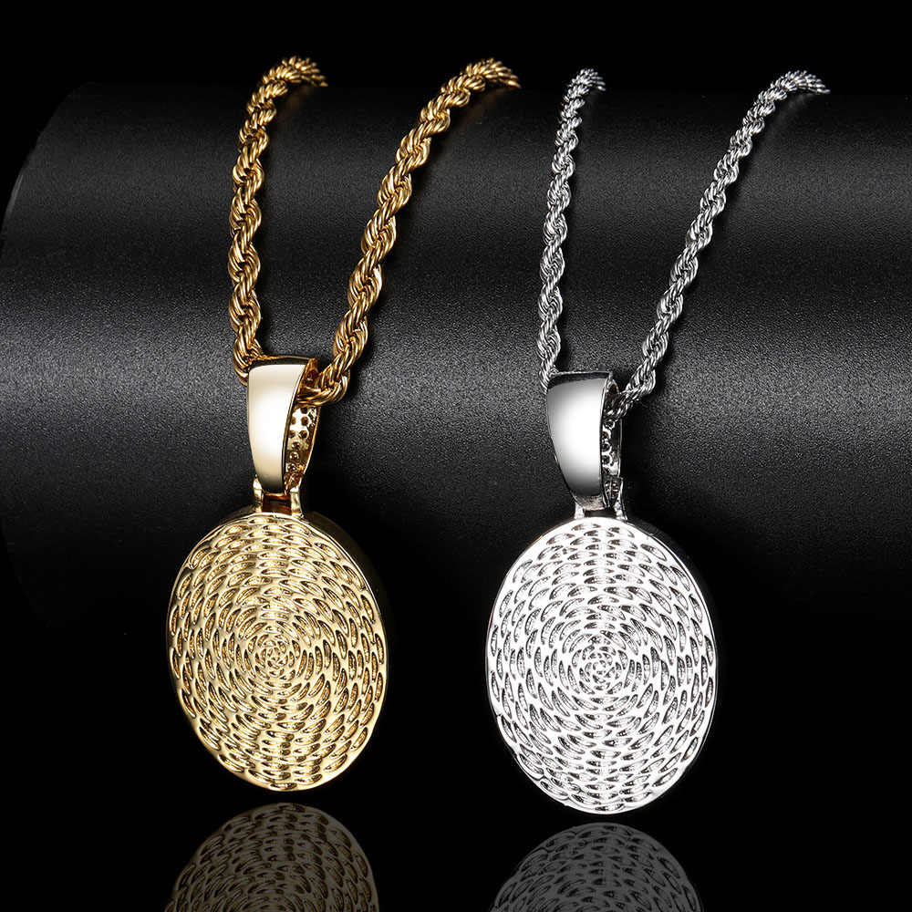 Custom Iced Out Oval Photo Pendant Necklace Wholesale