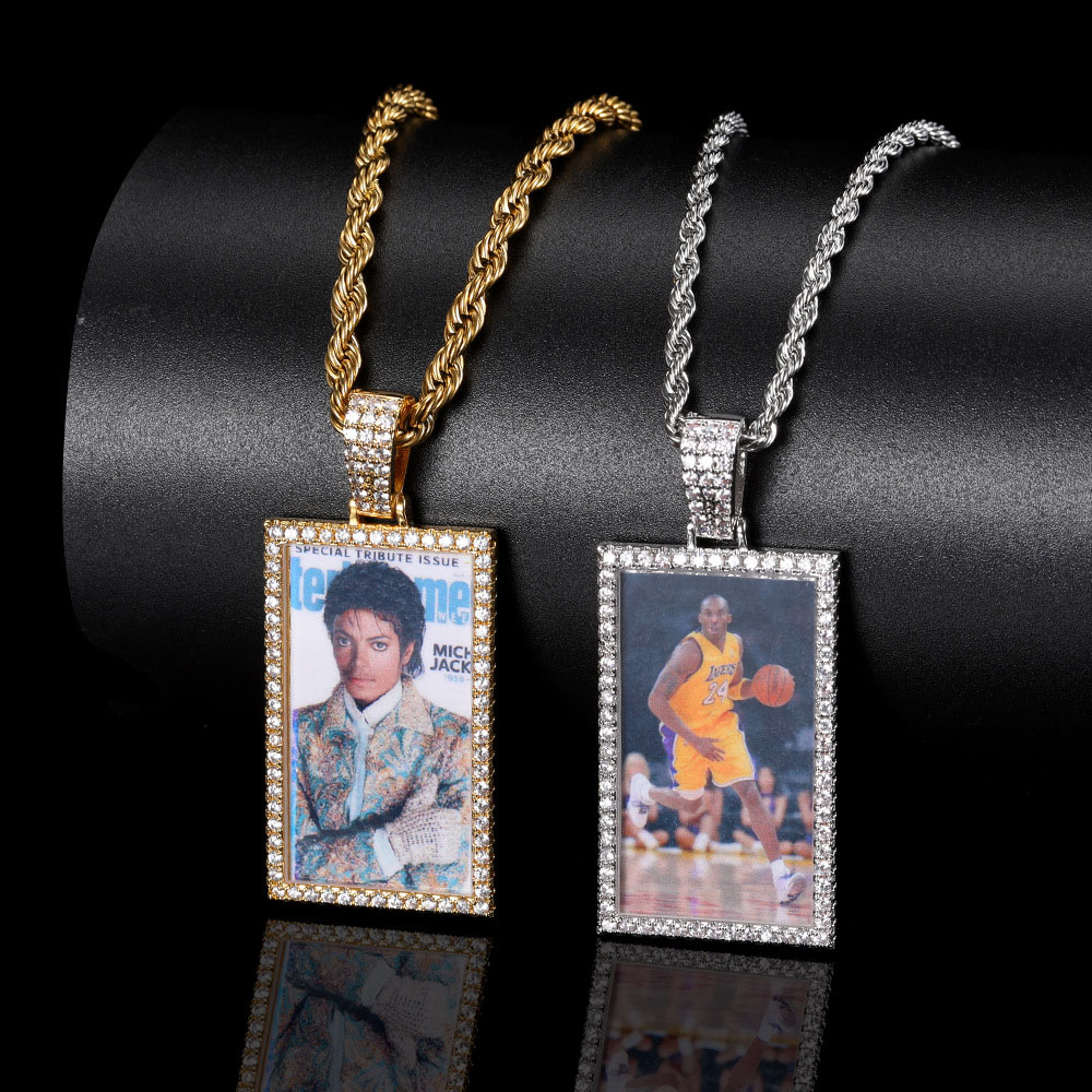 Custom Iced Out Rectangular Memory Pendant Supplier