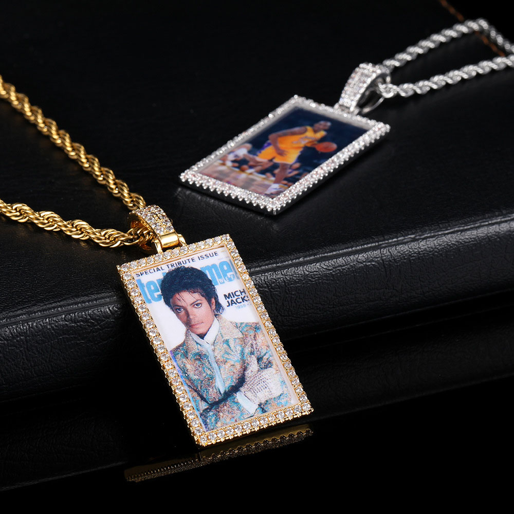 Custom Iced Out Rectangular Memory Pendant Wholesale