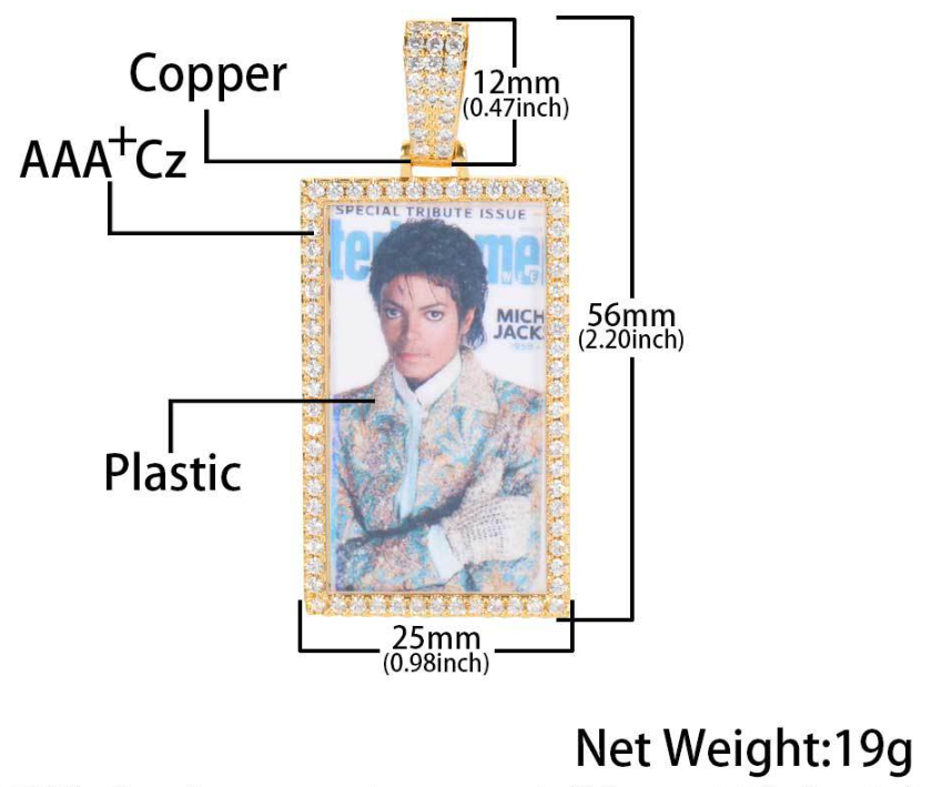 Custom Iced Out Rectangular Memory Pendant Custom Iced Out Rectangular Memory Pendant