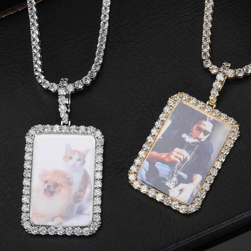 Custom Large Men's Rectangular Photo Pendant Manufacture