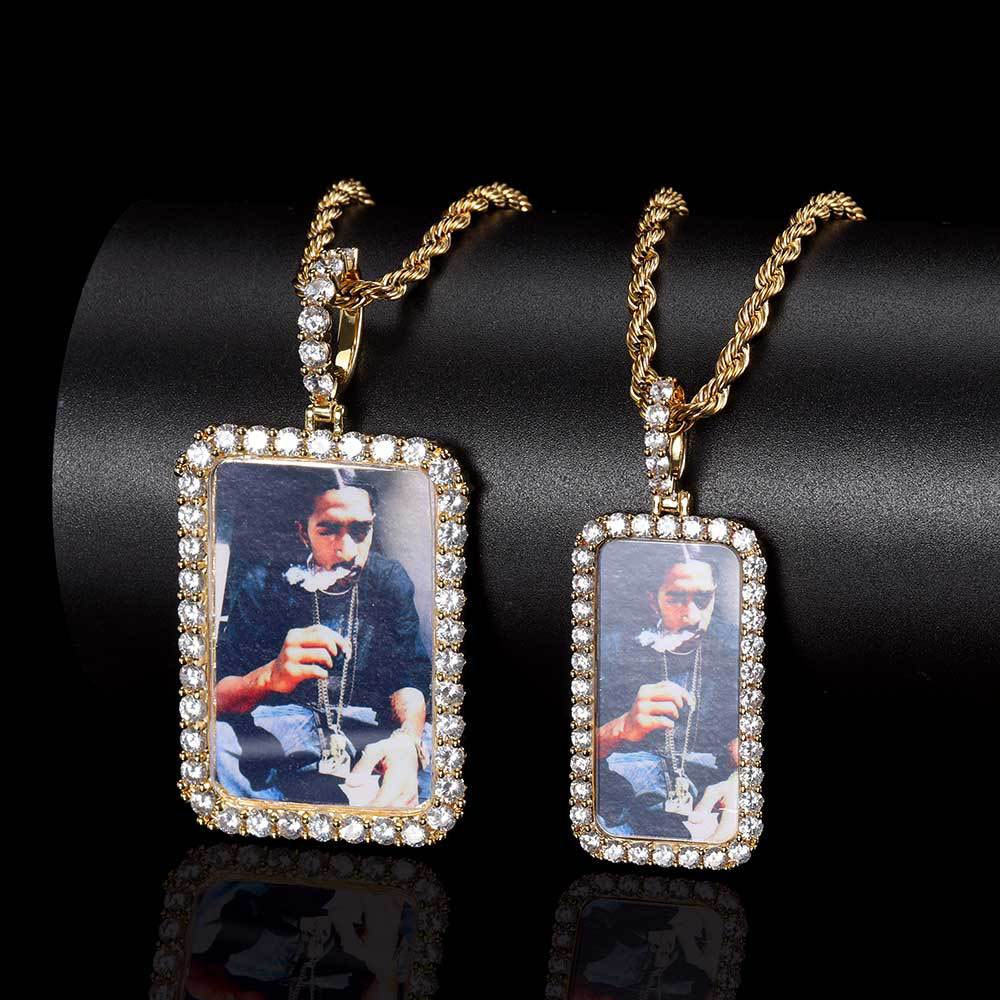 Custom Large Men's Rectangular Photo Pendant Supplier