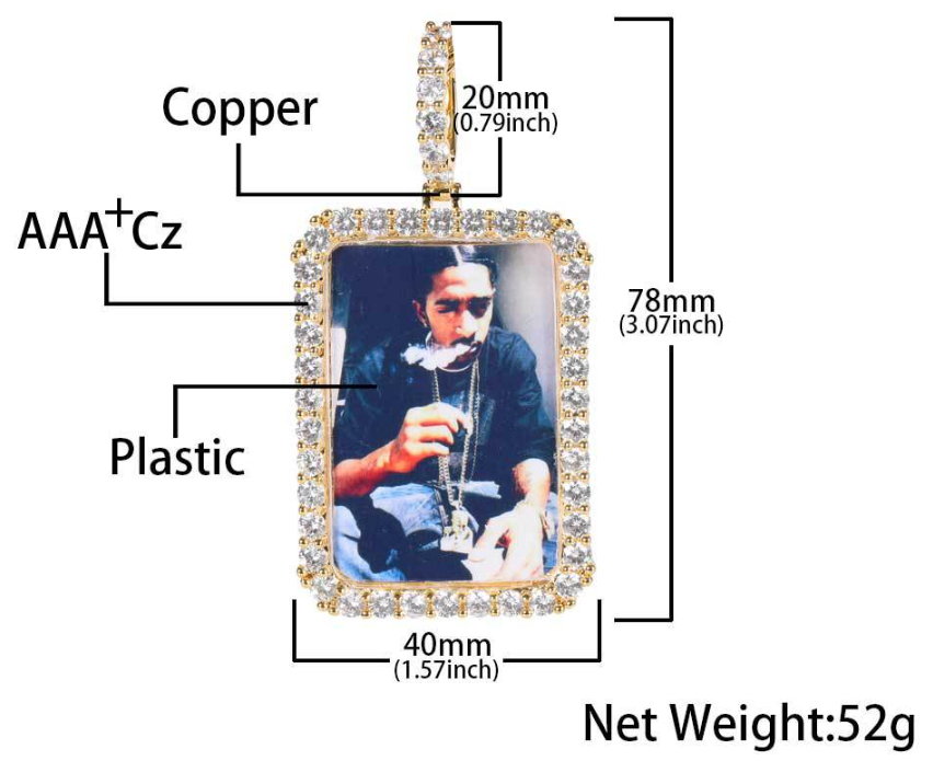 Custom Large Men’s Rectangular Photo Pendant Custom Large Men's Rectangular Photo Pendant