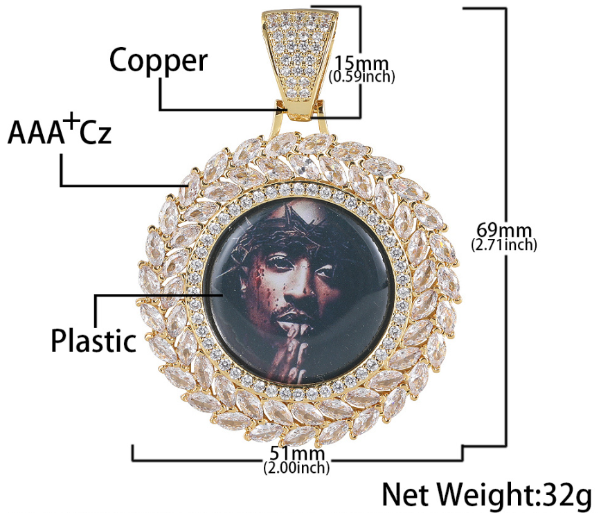 Custom Marquise Cubic Zirconia Photo Pendant