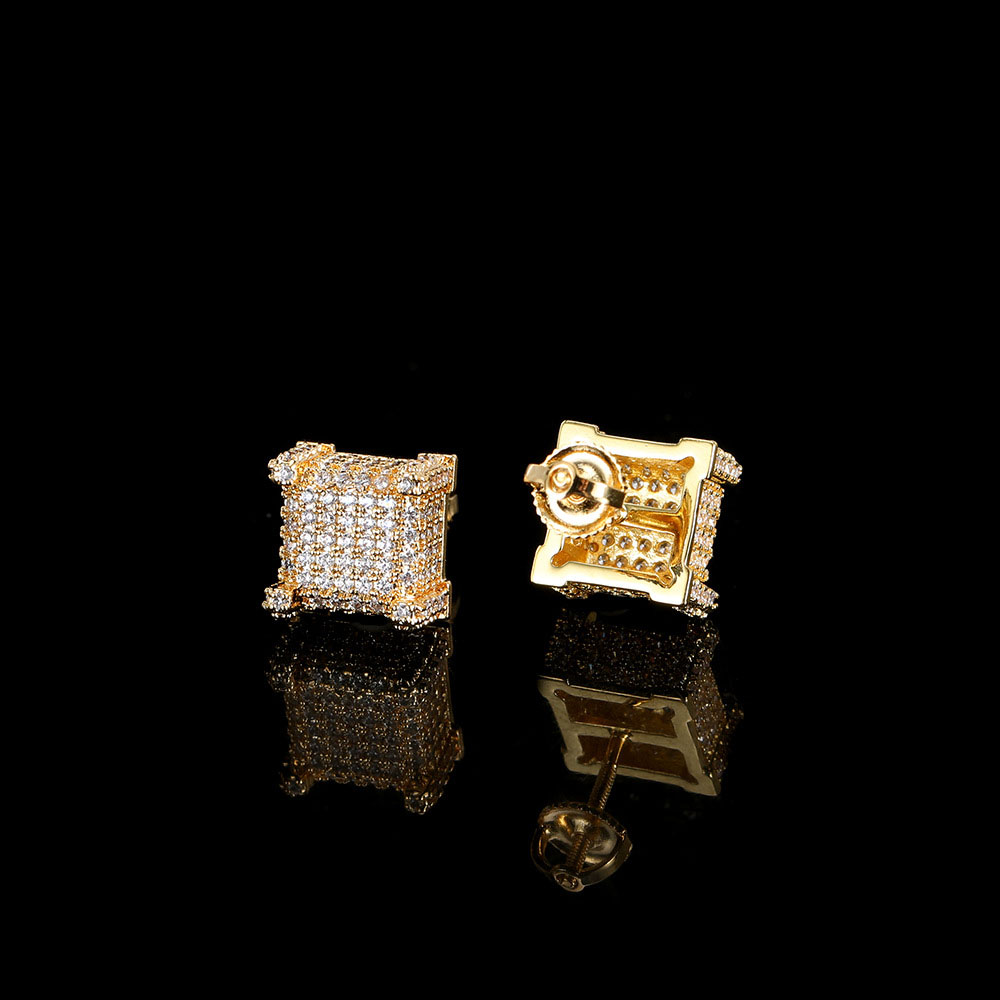 Gold plating Cubic Zirconia Stud Earrings