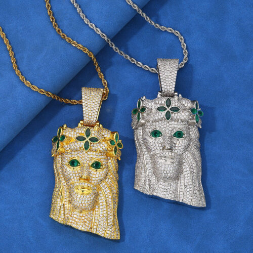 Green Eye & Flower Crown Jesus Head Pendant Vendor