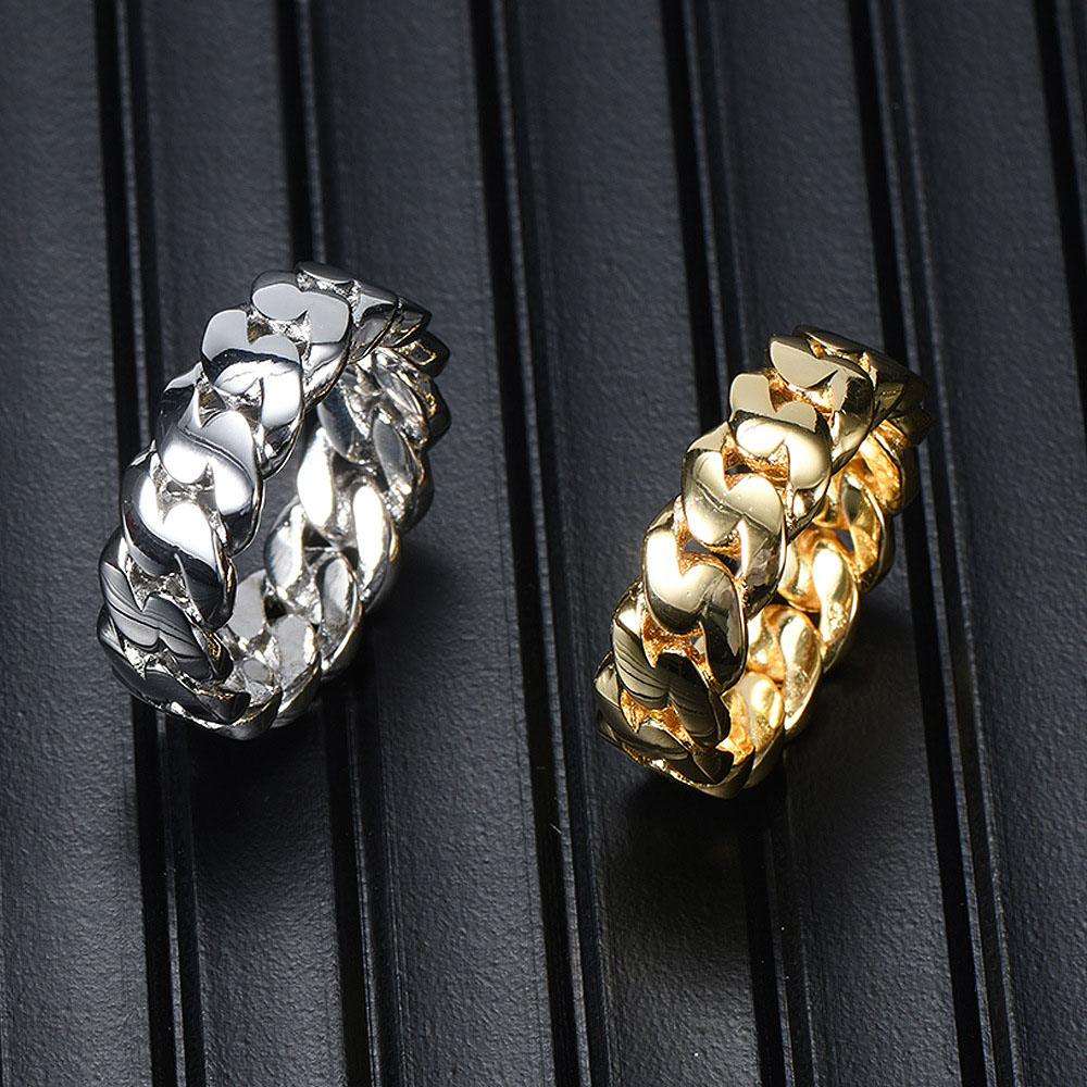 High-Polished Brass Cuban Link Band Ring Manufacturer