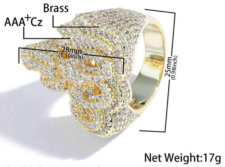 Hip Hop Iced Out Cubic Zirconia Allah Ring