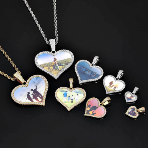 Hip Hop Iced Out Custom Heart Picture Pendant Factory Wholesale