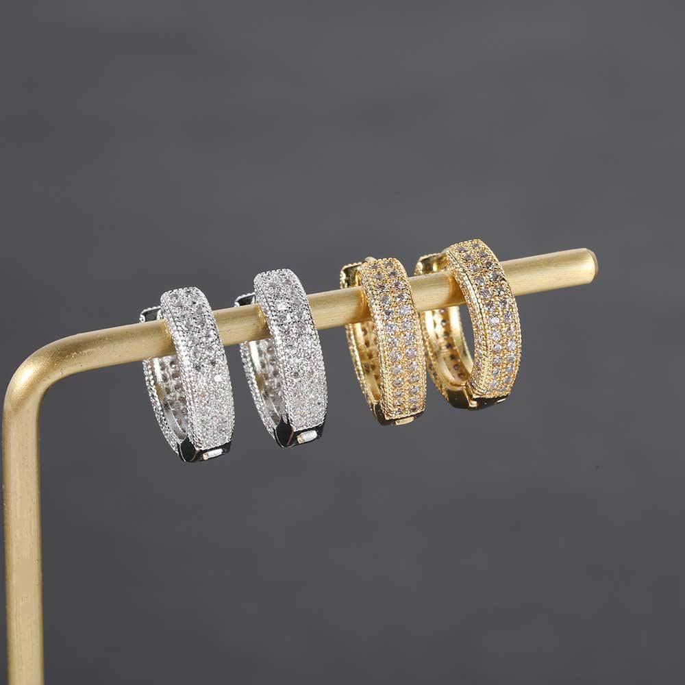 Hip-Hop Iced Out Huggie Hoop Earrings