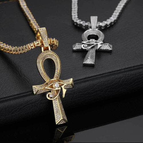 Iced Out 3D Eye of Horus Ankh Cross Pendant Factory