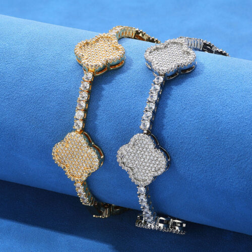 Iced Out CZ 4 Leaf Clover Tennis Chain Distribution