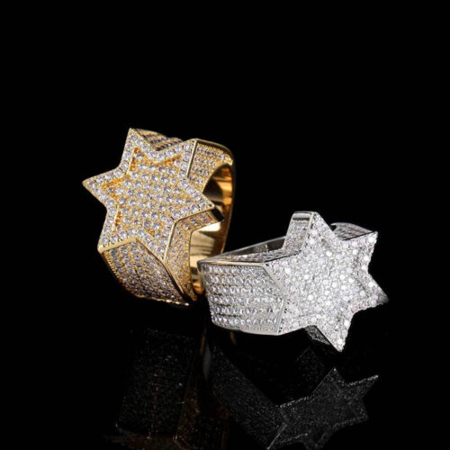 Iced Out CZ Hip Hop Six Point Star Ring Wholesale