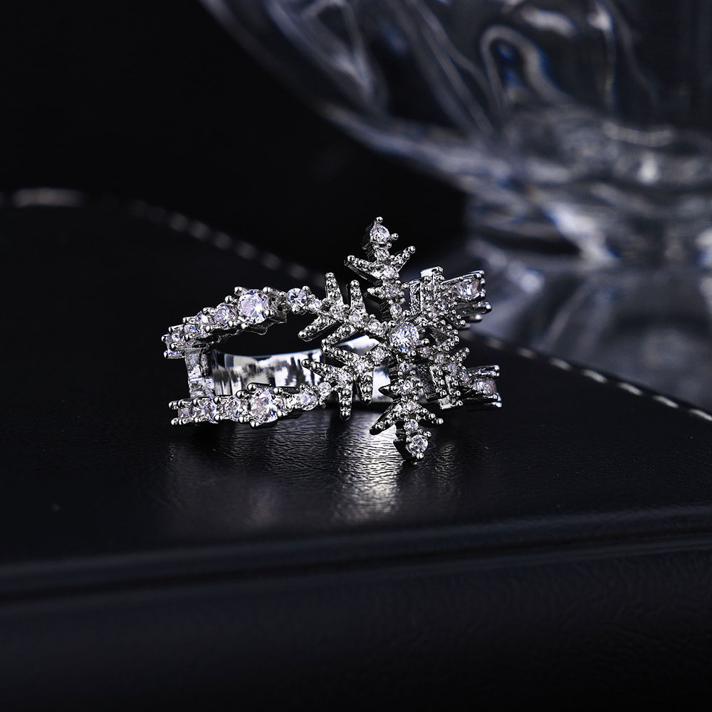 Iced Out CZ Split Snowflake Band Ring Manufacture