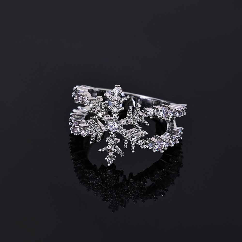 Iced Out CZ Split Snowflake Band Ring Wholesale
