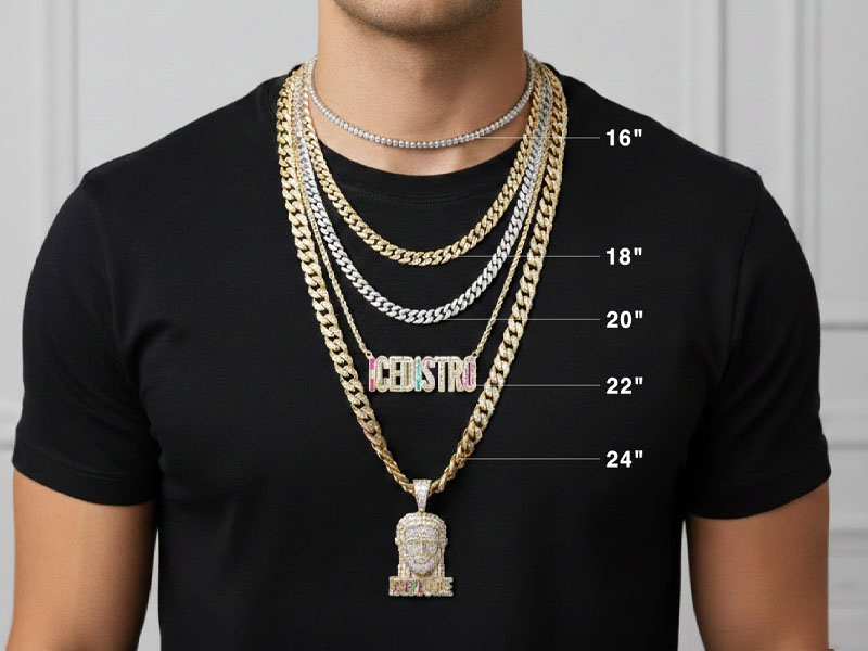 Iced Out Chain Length Chart Iced Out Chain Length Chart