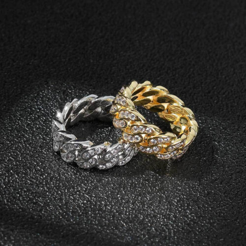 Iced Out Cuban Band Ring Streetwear Jewelry Wholesale