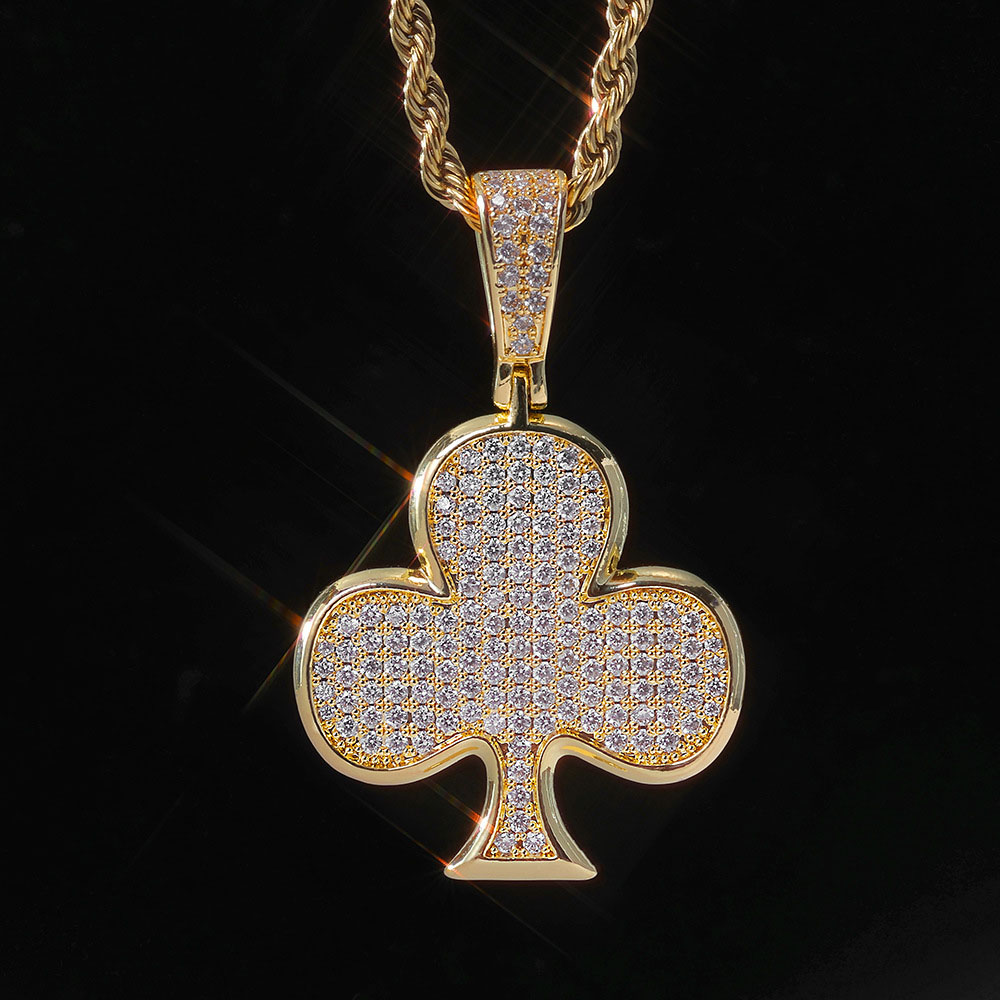 Iced Out Cubic Zirconia Club Symbol Pendant Gold Plating