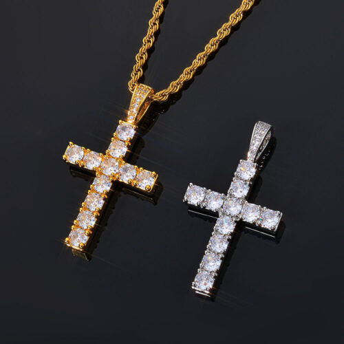 Iced Out Cubic Zirconia Cross Pendant Necklace Supplier