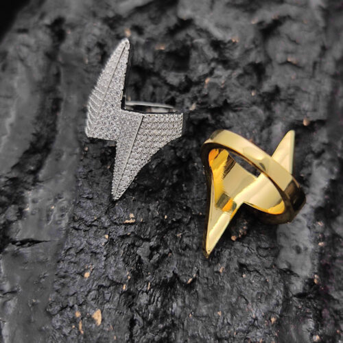 Iced Out Cubic Zirconia Lightning Bolt Ring Wholesale