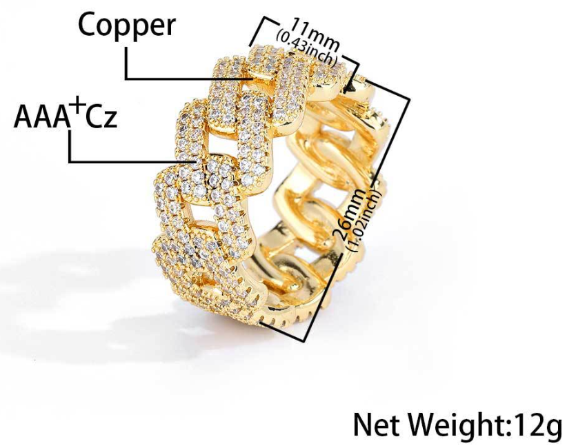 Iced Out Cubic Zirconia Prong Cuban Ring