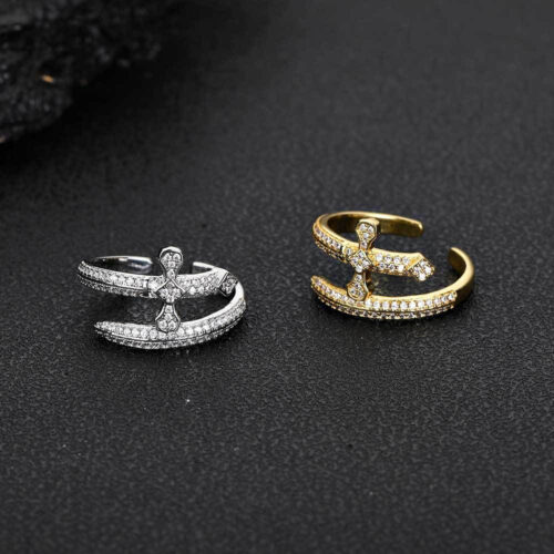 Iced Out Cubic Zirconia Sword Open Ring Factory