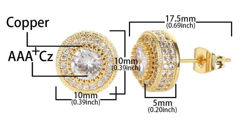 Iced Out Hip-Hop Stud Earrings