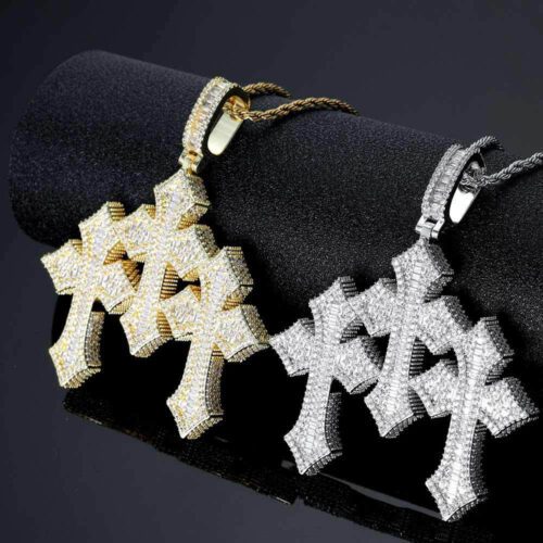 Iced Out Hip Hop Layered Triple Cross Pendant Wholesale