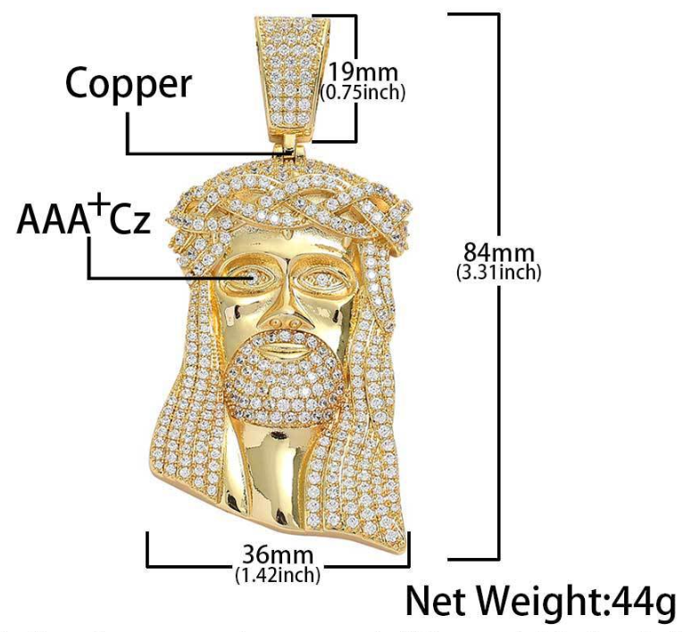 Iced Out Jesus with Crown of Thorns Pendant