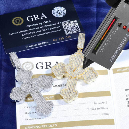 Iced Out Moissanite Broken Heart Cross Pendant Necklace Wholesale