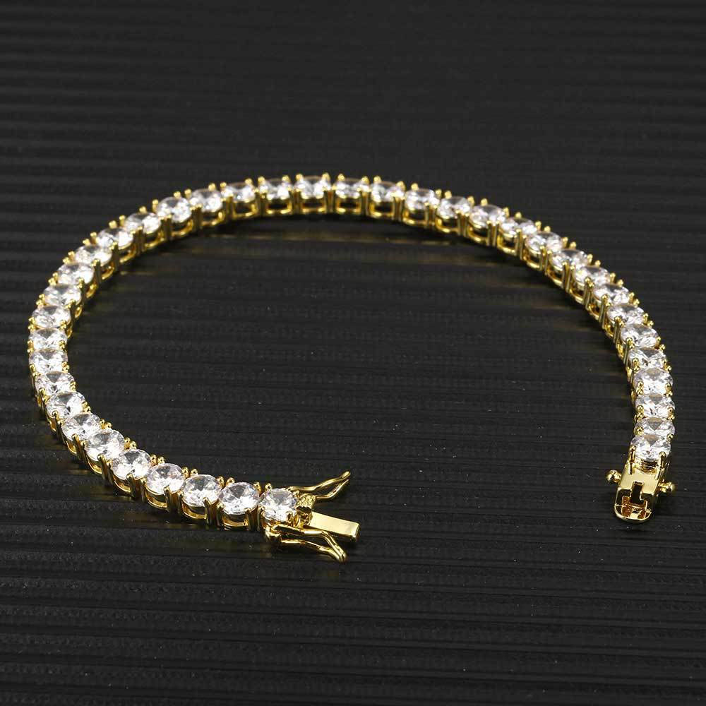 Iced Out Tennis Chain Bracelet 18k gold Plating