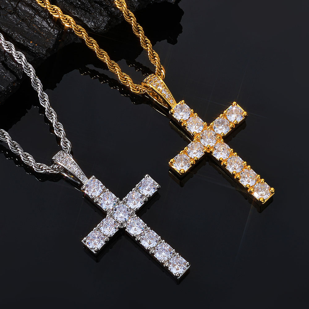 Iced Out VVS Moissanite Sterling Silver Cross Pendant Necklace Manufacturer